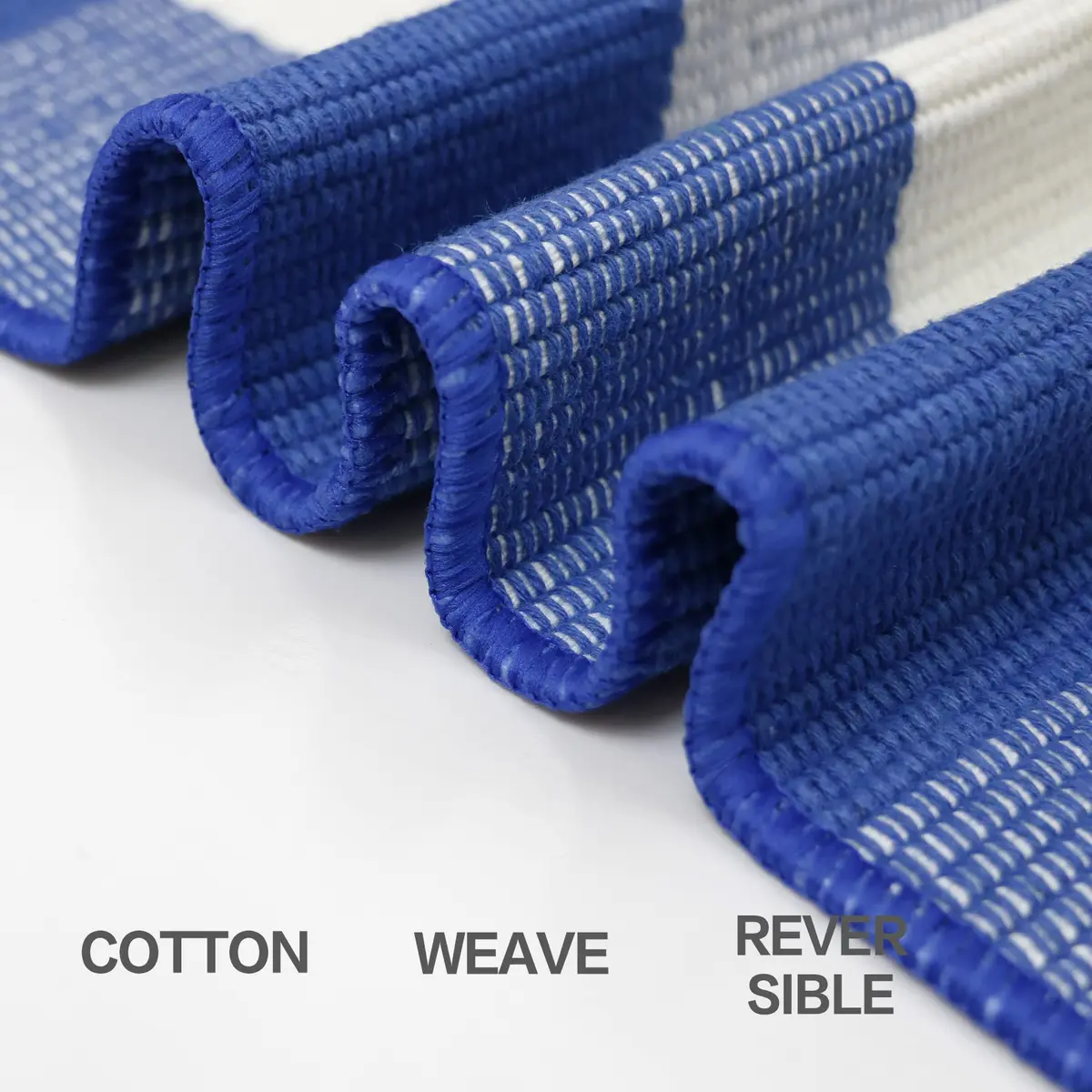 MUBIN Cotton Buffalo Plaid Rug 3' x 5' Blue White Outdoor Rug Layered Doormat - view 5