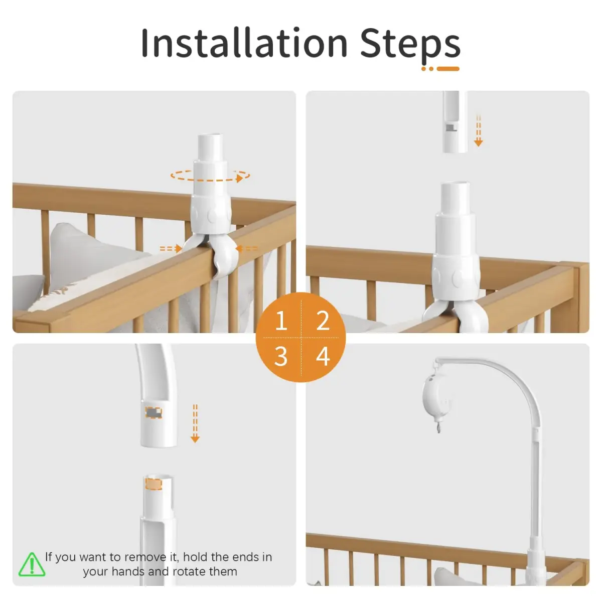 FEISIKE Baby Crib Mobile Arm with Music Box Spin Motor 56cm (22 inch) | 35 Lullabies, Volume Control, 3 Modes - view 3