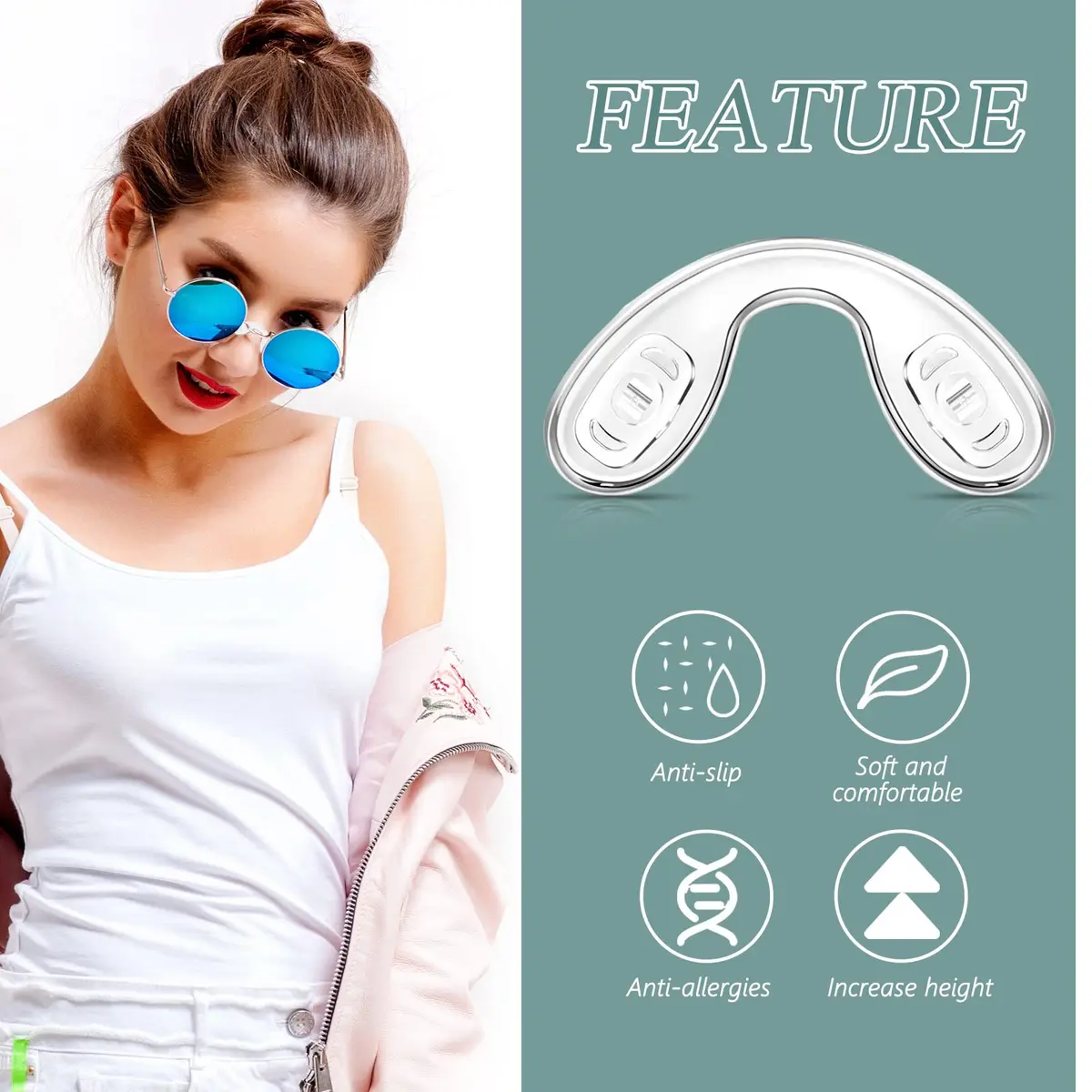 Weewooday Silicone Eyeglasses Nose Pads 24 Pcs | 3 Sizes, U Shape, Clear, Anti Slip, Reusable - view 6