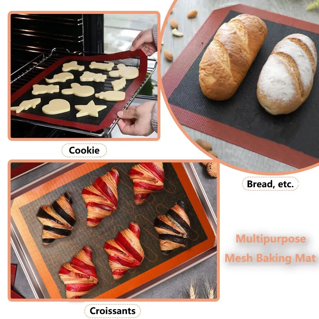 AMYONE Perforated Silicone Baking Mats, 2 PCS Eclair Mat 40cm (15.75") x 28cm (11") | Non-Stick Reusable Oven Liner - view 6