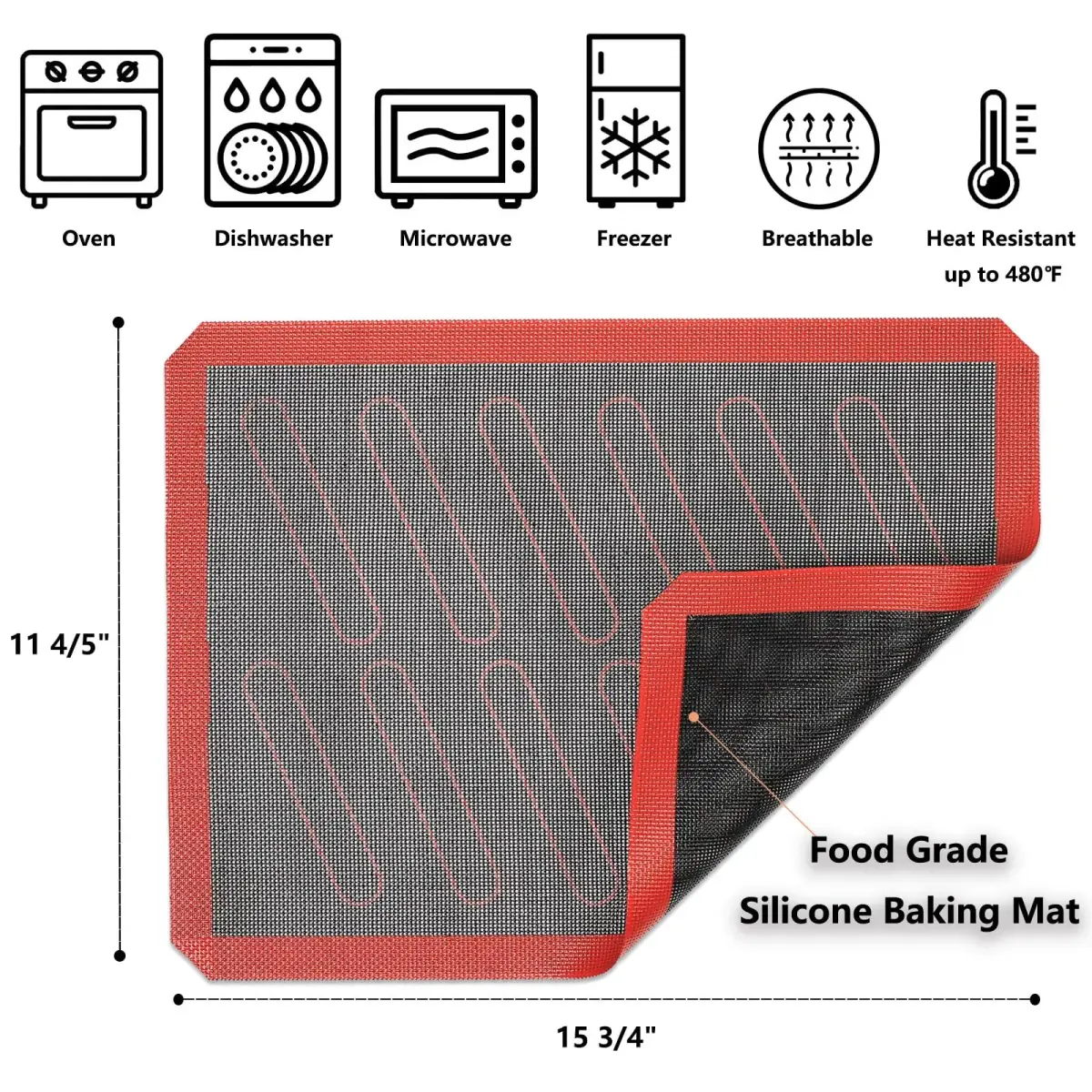 AMYONE Perforated Silicone Baking Mats, 2 PCS Eclair Mat 40cm (15.75") x 28cm (11") | Non-Stick Reusable Oven Liner - view 2