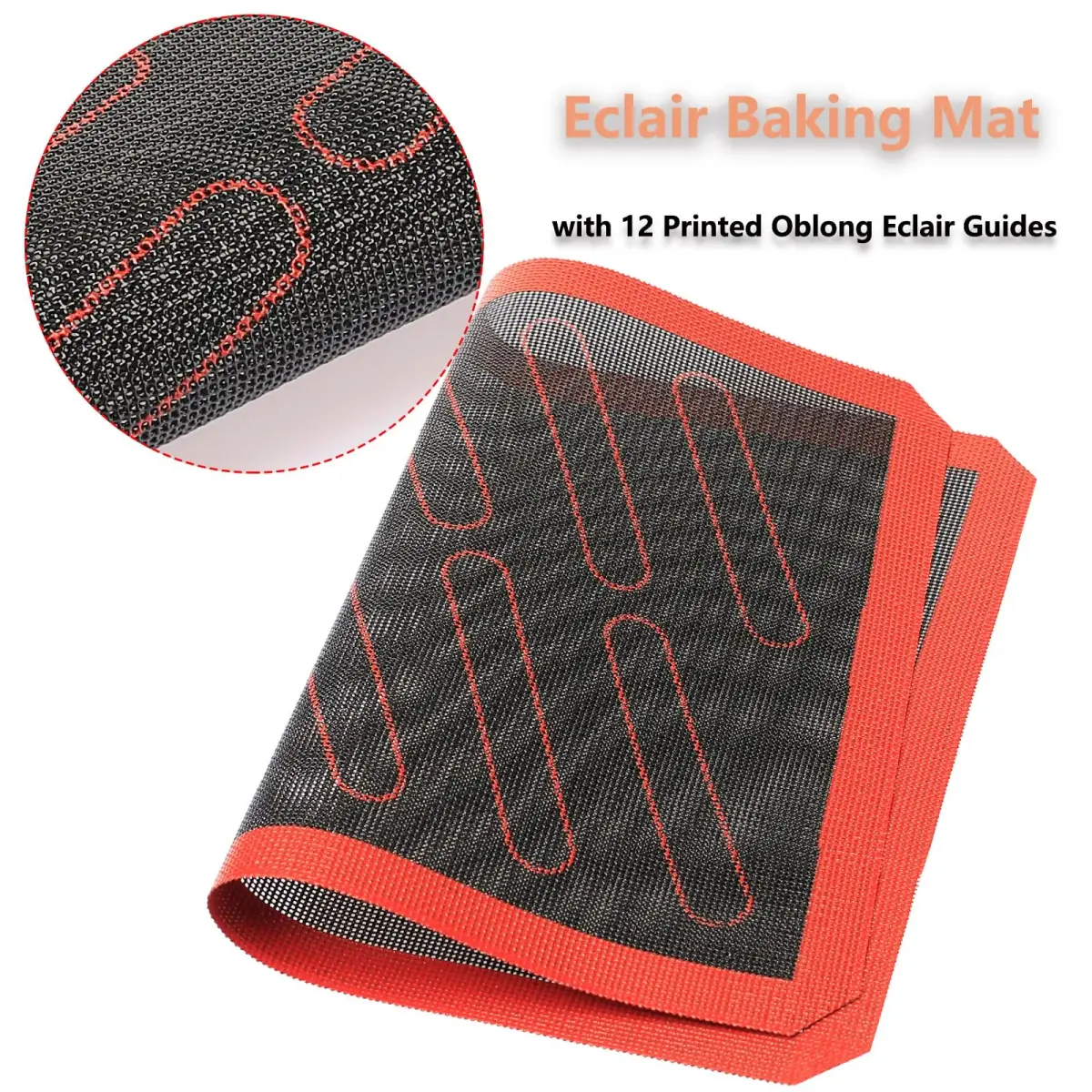 AMYONE Perforated Silicone Baking Mats, 2 PCS Eclair Mat 40cm (15.75") x 28cm (11") | Non-Stick Reusable Oven Liner - view 3