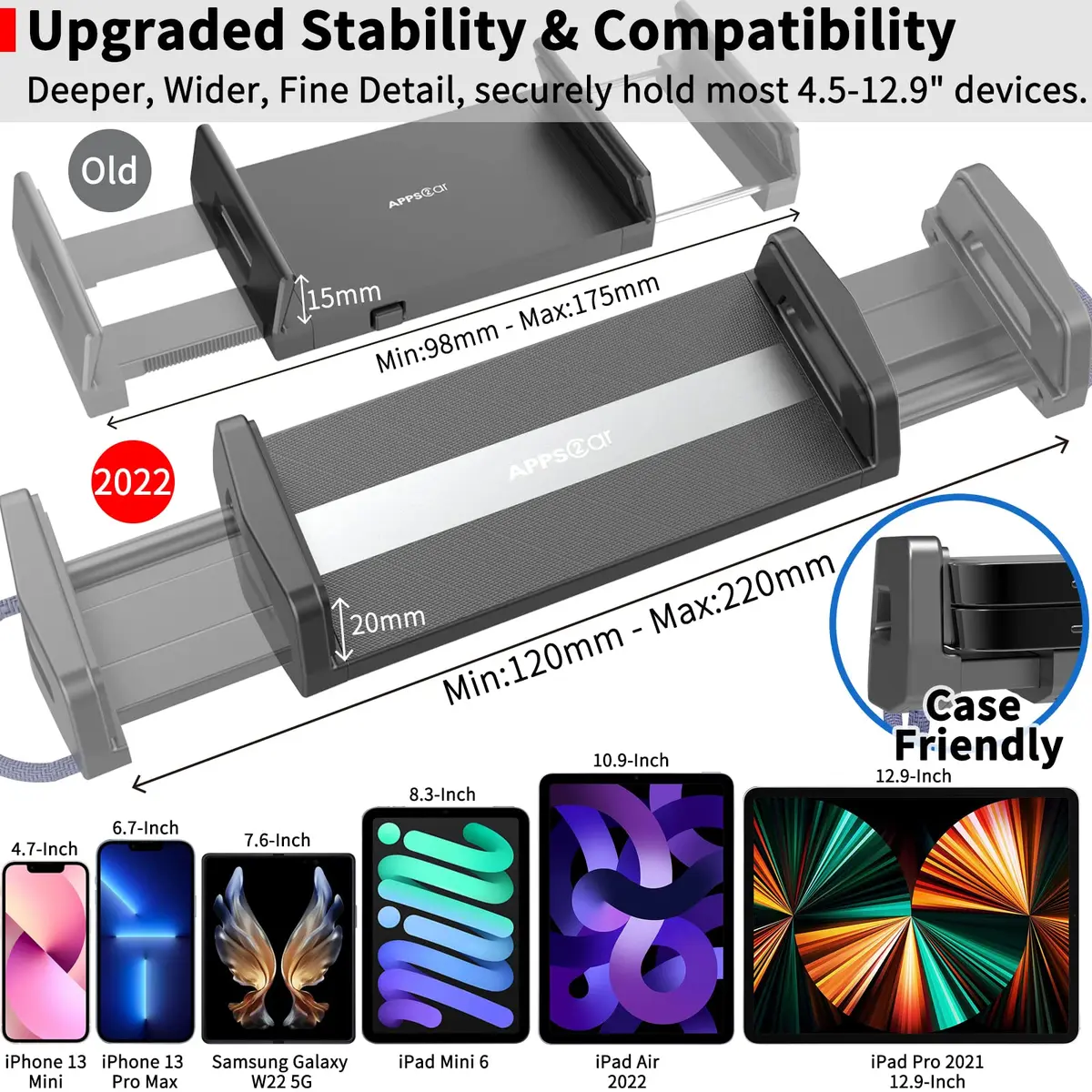 APPS2Car Upgraded Tablet Car Mount for iPad Pro 13-inch, 33cm (13 inch) Arm | Hands-Free Navigation & Entertainment - view 5