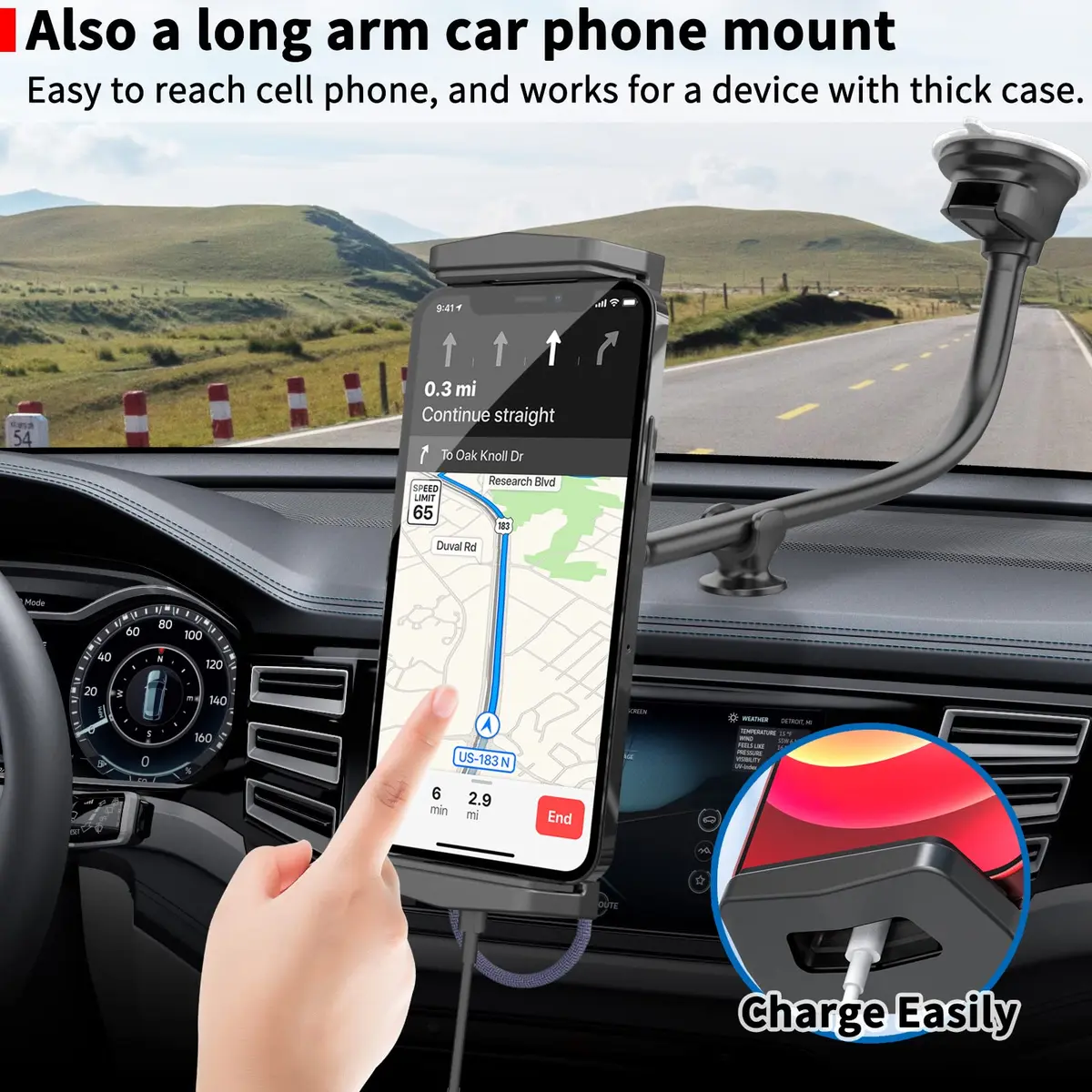 APPS2Car Upgraded Tablet Car Mount for iPad Pro 13-inch, 33cm (13 inch) Arm | Hands-Free Navigation & Entertainment - view 3