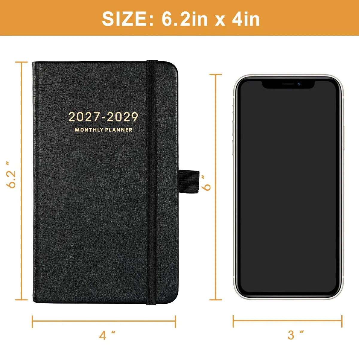 Tullofa 2027-2029 Pocket Planner 6.2" x 4" | Monthly Calendar with 60 Note Pages & Pen Holder - view 3