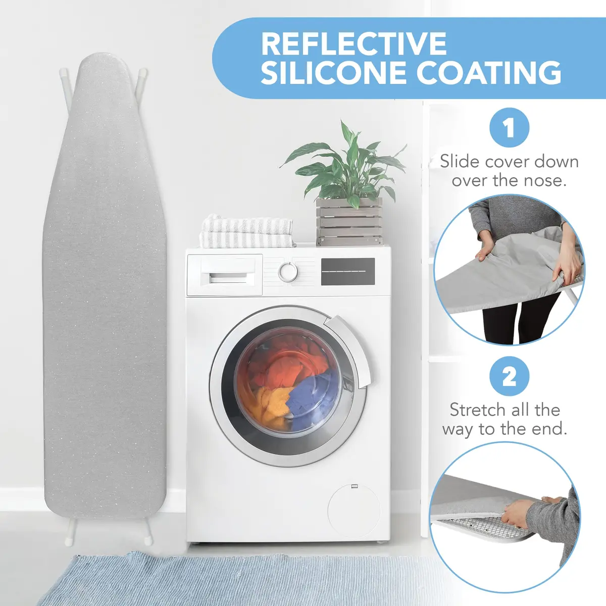 HOLDN’ STORAGE Ironing Board Cover 15 x 54 | Silicone-Coated, Scorch-Resistant, Tightly Fitted - view 2