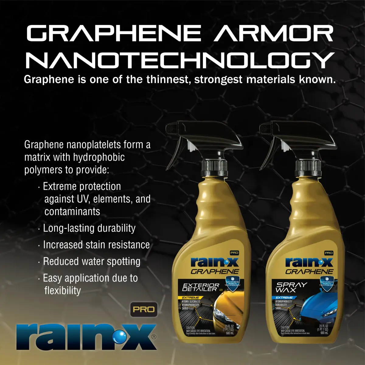 Rain-X PRO Graphene Exterior Detailer Spray 473ml (16 Fl Oz) | Advanced Graphene Shield for Gloss and Protection - view 3