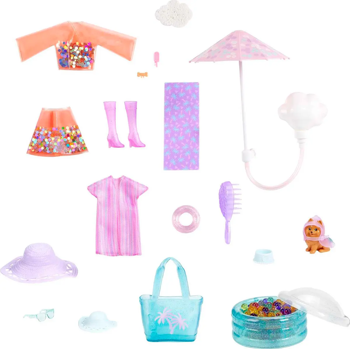 Barbie Color Reveal Sunshine & Sprinkles Doll & Accessories | 25 Surprises, Water & Color Change (100 words) - view 6