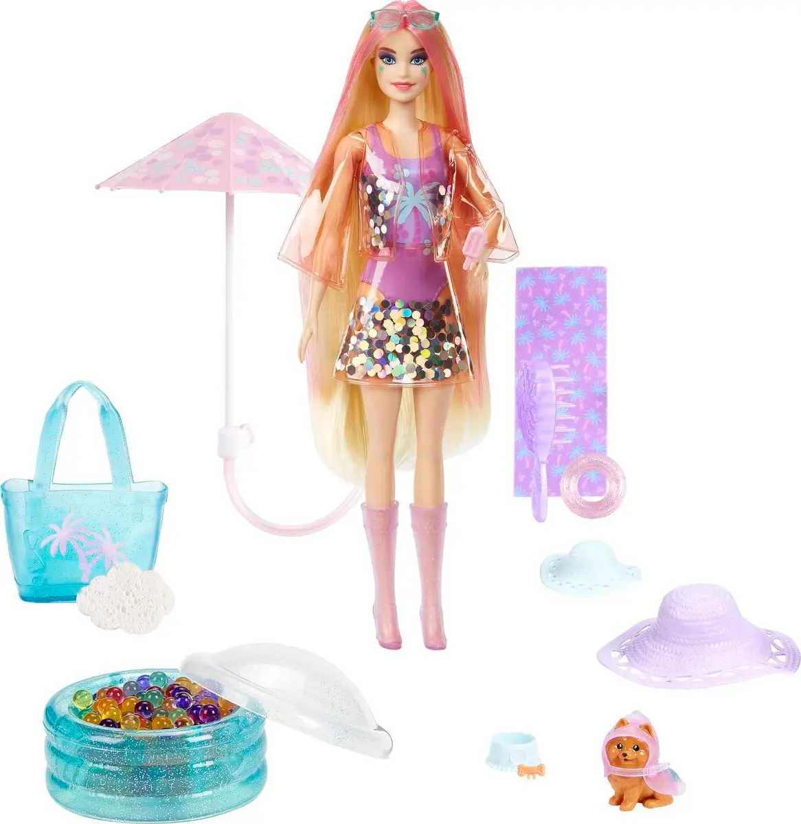 Barbie Color Reveal Sunshine & Sprinkles Doll & Accessories | 25 Surprises, Water & Color Change (100 words) - view 4