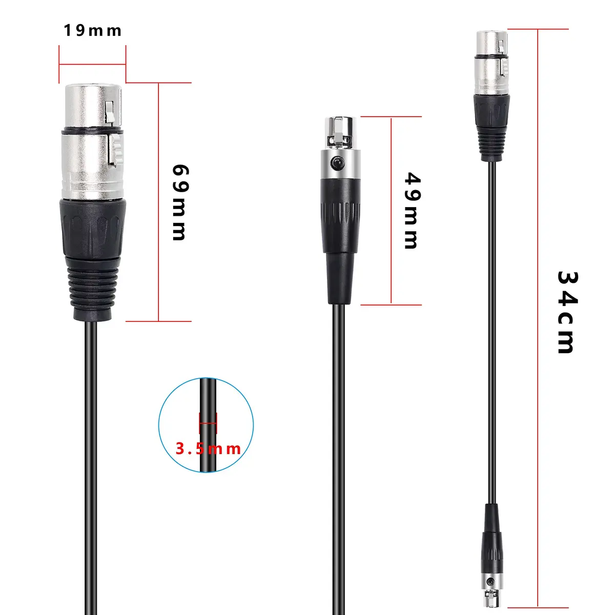 XMSJSIY Mini Female XLR to XLR Female Audio Cable Adapter 3 Pin | High-Quality Signal Transmission - view 4