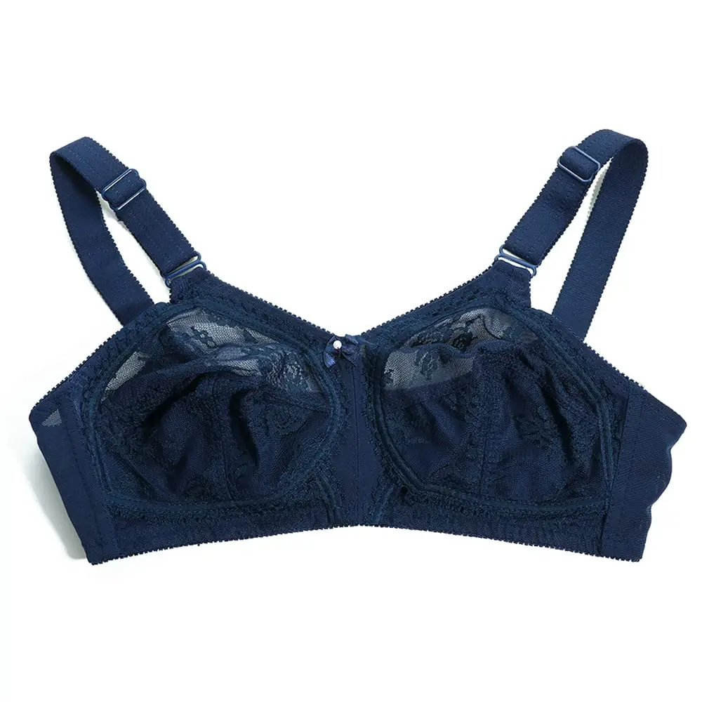 TELIMUSSTO Women's Floral Lace Bra Plus Size Full Coverage Non Wired Non Padded 48I Blue - view 5