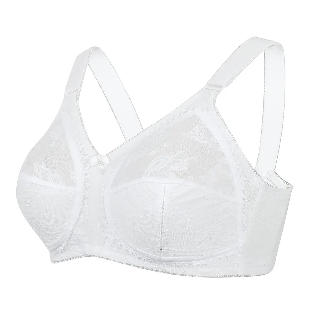 TELIMUSSTO Women's Floral Lace Bra Plus Size 36DDD | Full Coverage, Non Wired & Padded, Sheer Lace, White - view 5