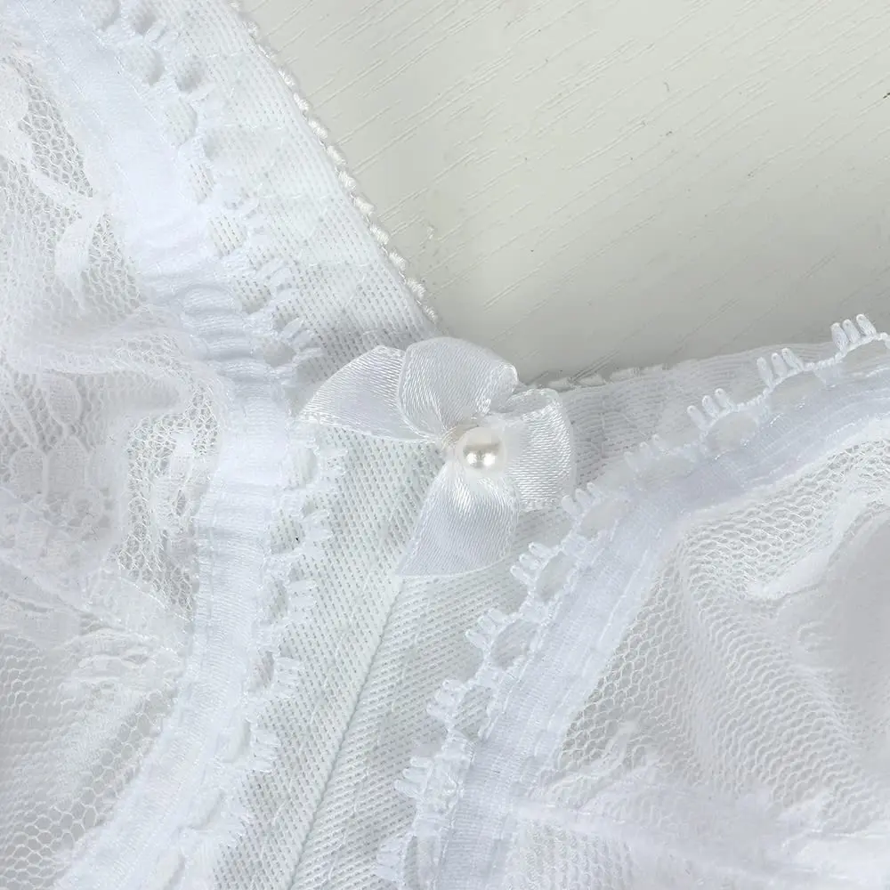 TELIMUSSTO Women's Floral Lace Bra Plus Size 36DDD | Full Coverage, Non Wired & Padded, Sheer Lace, White - view 6