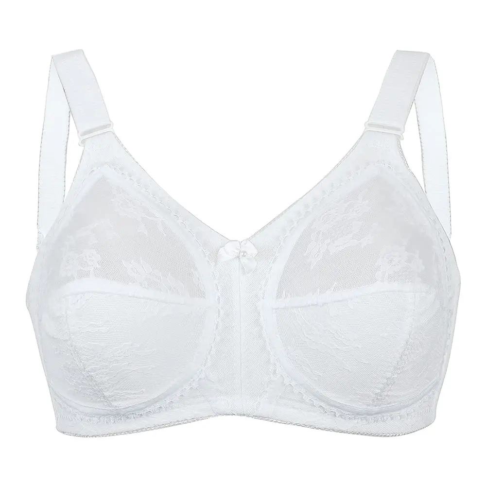 TELIMUSSTO Women's Floral Lace Bra Plus Size 36DDD | Full Coverage, Non Wired & Padded, Sheer Lace, White - view 4