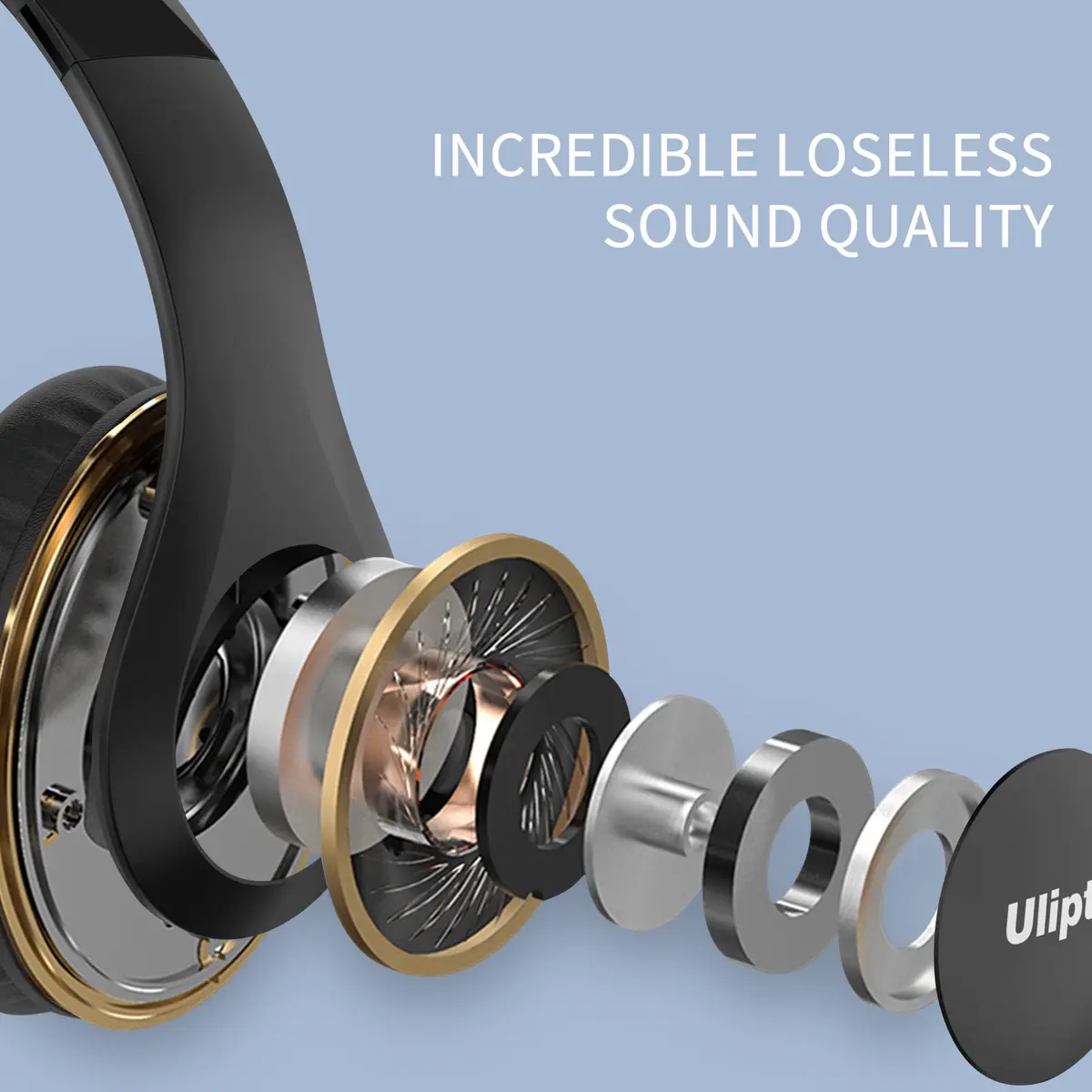 Uliptz Over-Ear Bluetooth Headphones | 65 Hours Playtime, HiFi Stereo, 6 EQ Modes, Built-in Mic - view 7