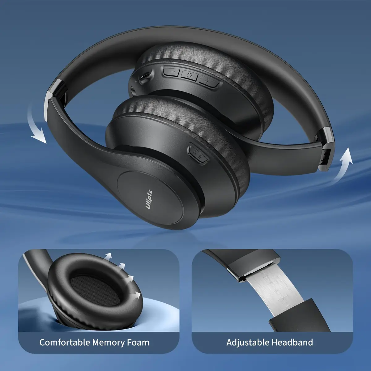 Uliptz Over-Ear Bluetooth Headphones | 65 Hours Playtime, HiFi Stereo, 6 EQ Modes, Built-in Mic - view 4