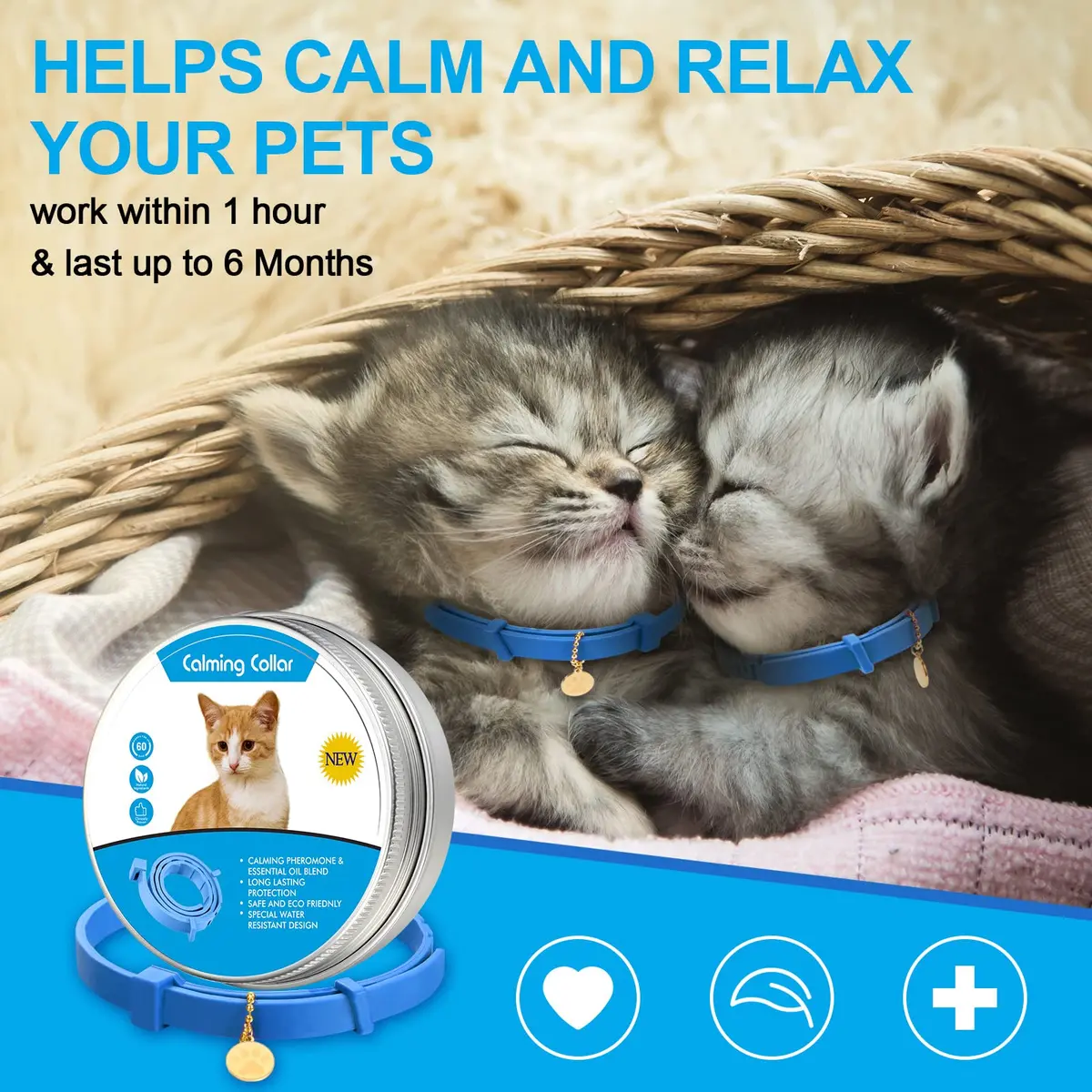 Weewooday 4pcs Cat Calming Collar with Pheromones, 38cm (15 Inches) | Reduces Anxiety & Aggression - view 2