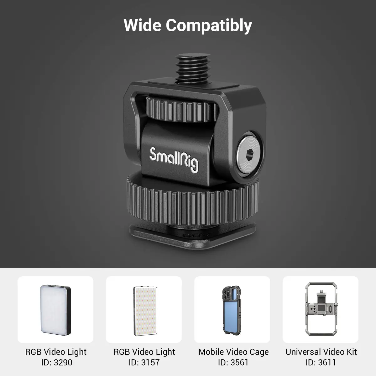 SmallRig Mini Ball Head Cold Shoe Mount Adapter with 1/4"-20 Thread | Precise Lighting Adjustment, All-Metal, Compact 20g - view 4