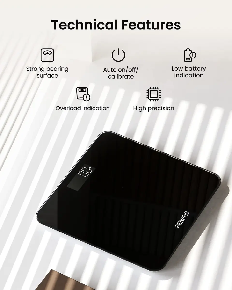 RENPHO Digital Bathroom Scale 180 kg (400 lb) Black | Highly Accurate Precision Sensors - view 5