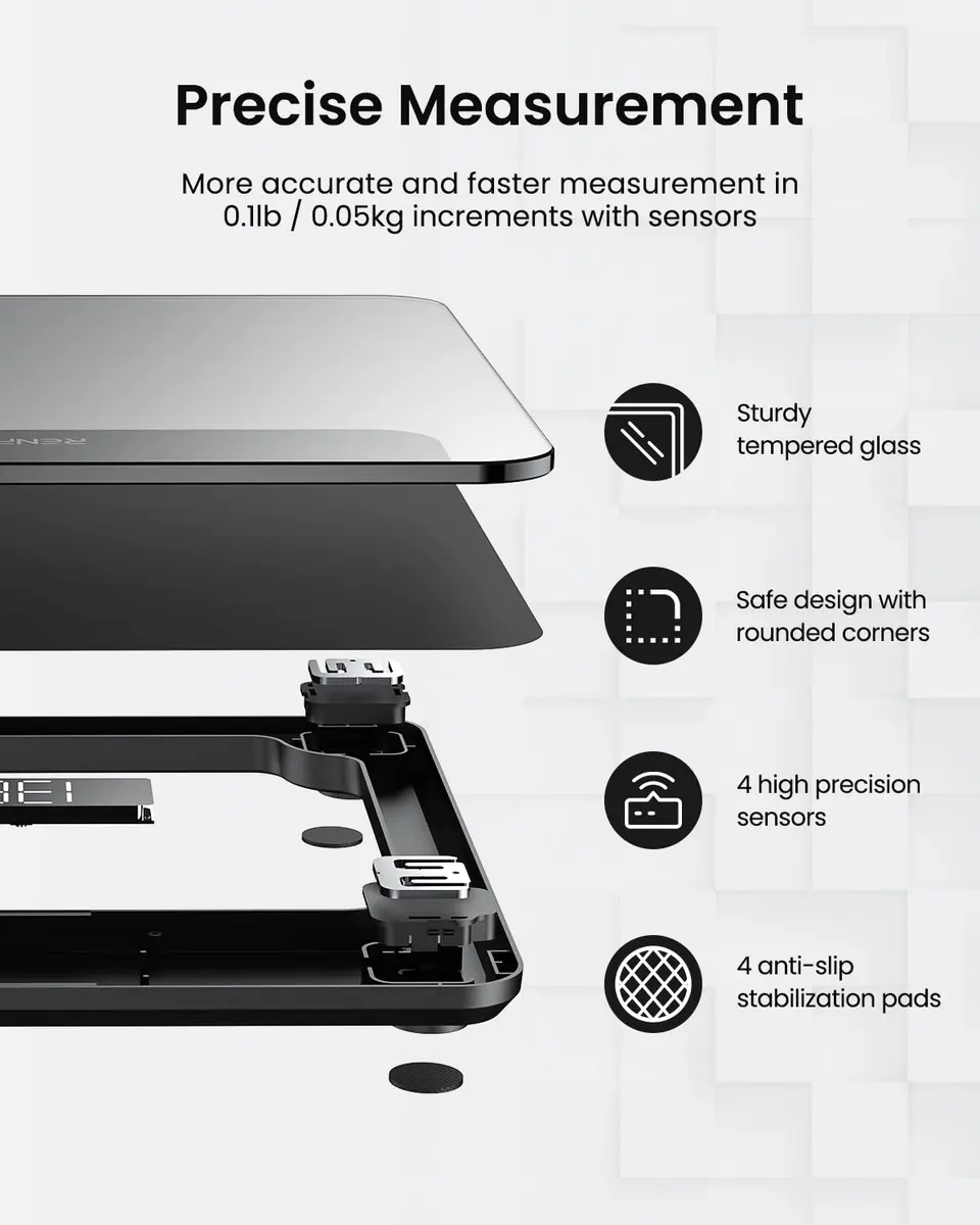 RENPHO Digital Bathroom Scale 180 kg (400 lb) Black | Highly Accurate Precision Sensors - view 3