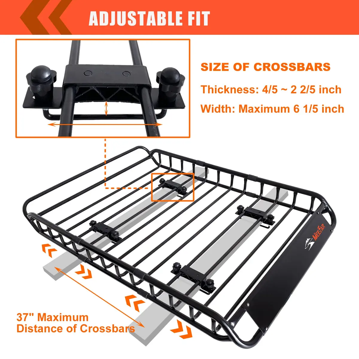 MeeFar Roof Rack Rooftop Cargo Carrier Basket 51"*36"*5" + Waterproof Bag 15 Cu.Ft. - view 6