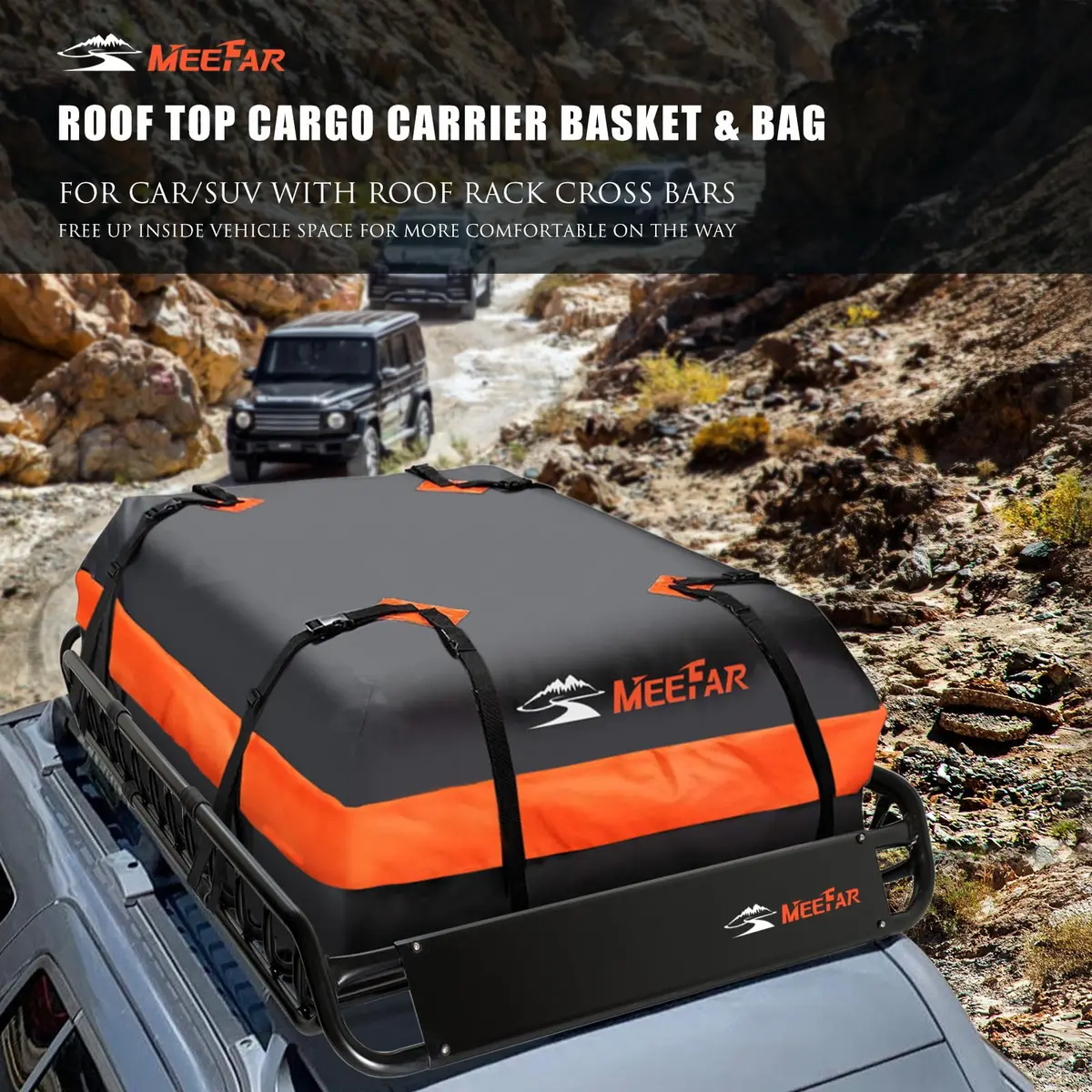 MeeFar Roof Rack Rooftop Cargo Carrier Basket 51"*36"*5" + Waterproof Bag 15 Cu.Ft. - view 8