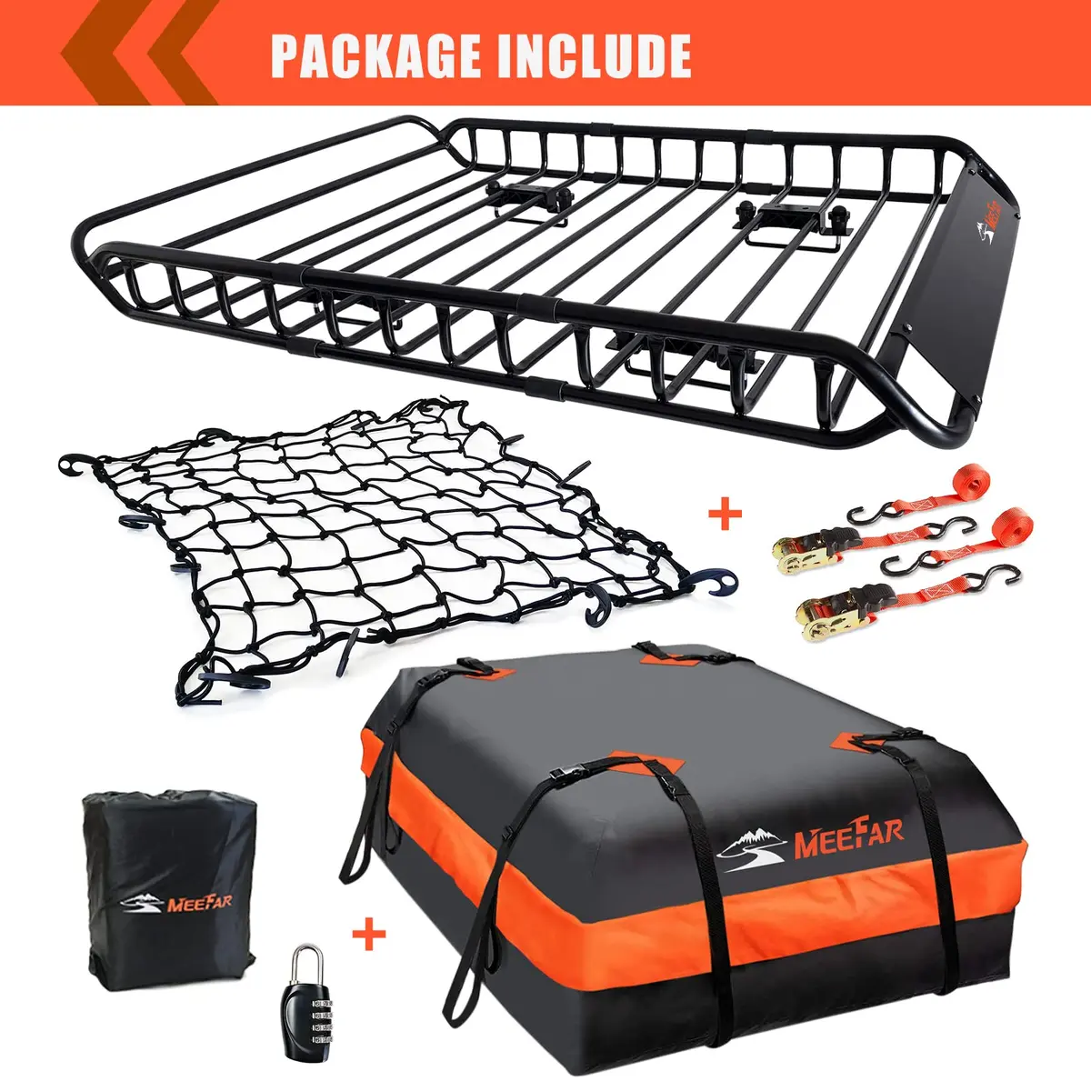 MeeFar Roof Rack Rooftop Cargo Carrier Basket 51"*36"*5" + Waterproof Bag 15 Cu.Ft. - view 2