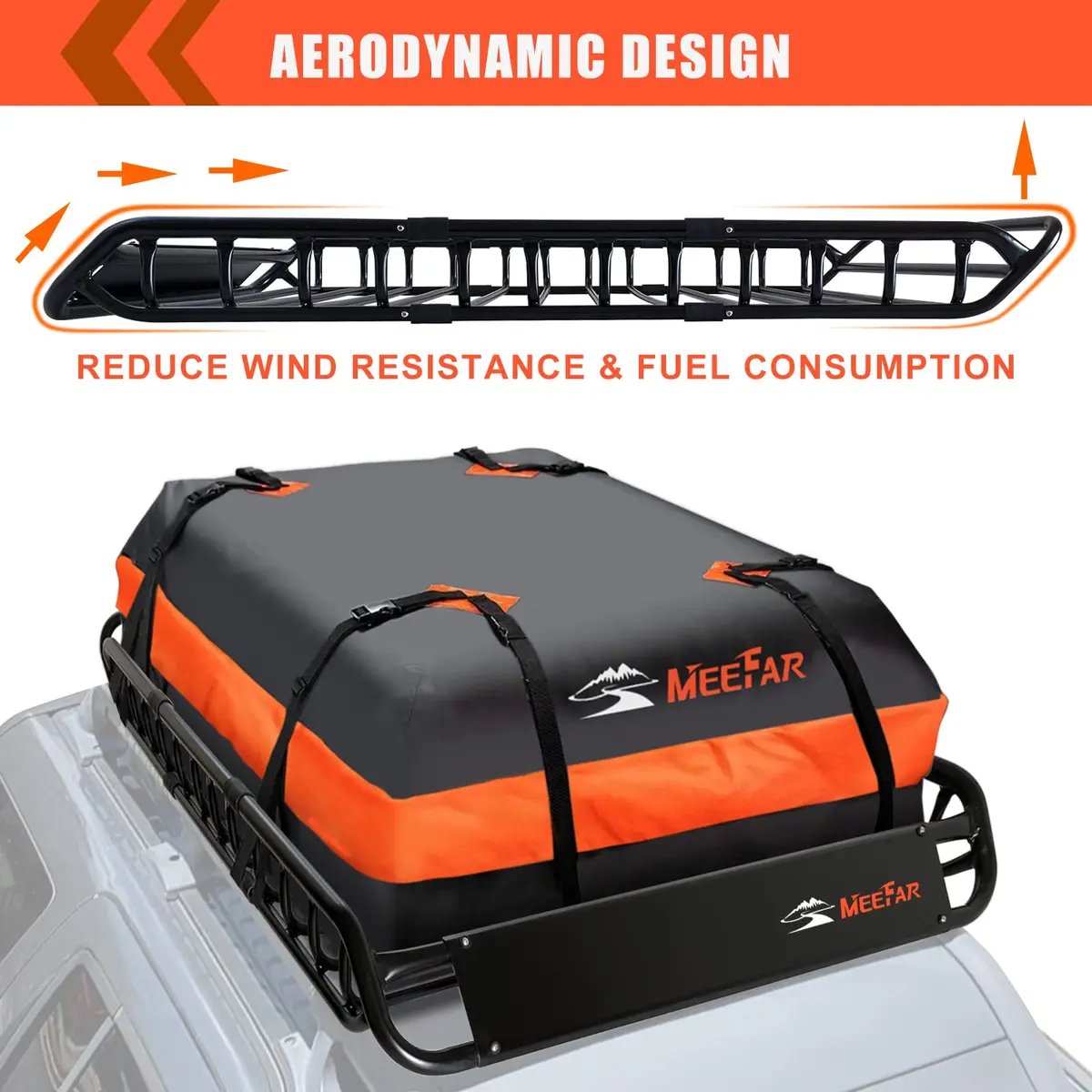 MeeFar Roof Rack Rooftop Cargo Carrier Basket 51"*36"*5" + Waterproof Bag 15 Cu.Ft. - view 3