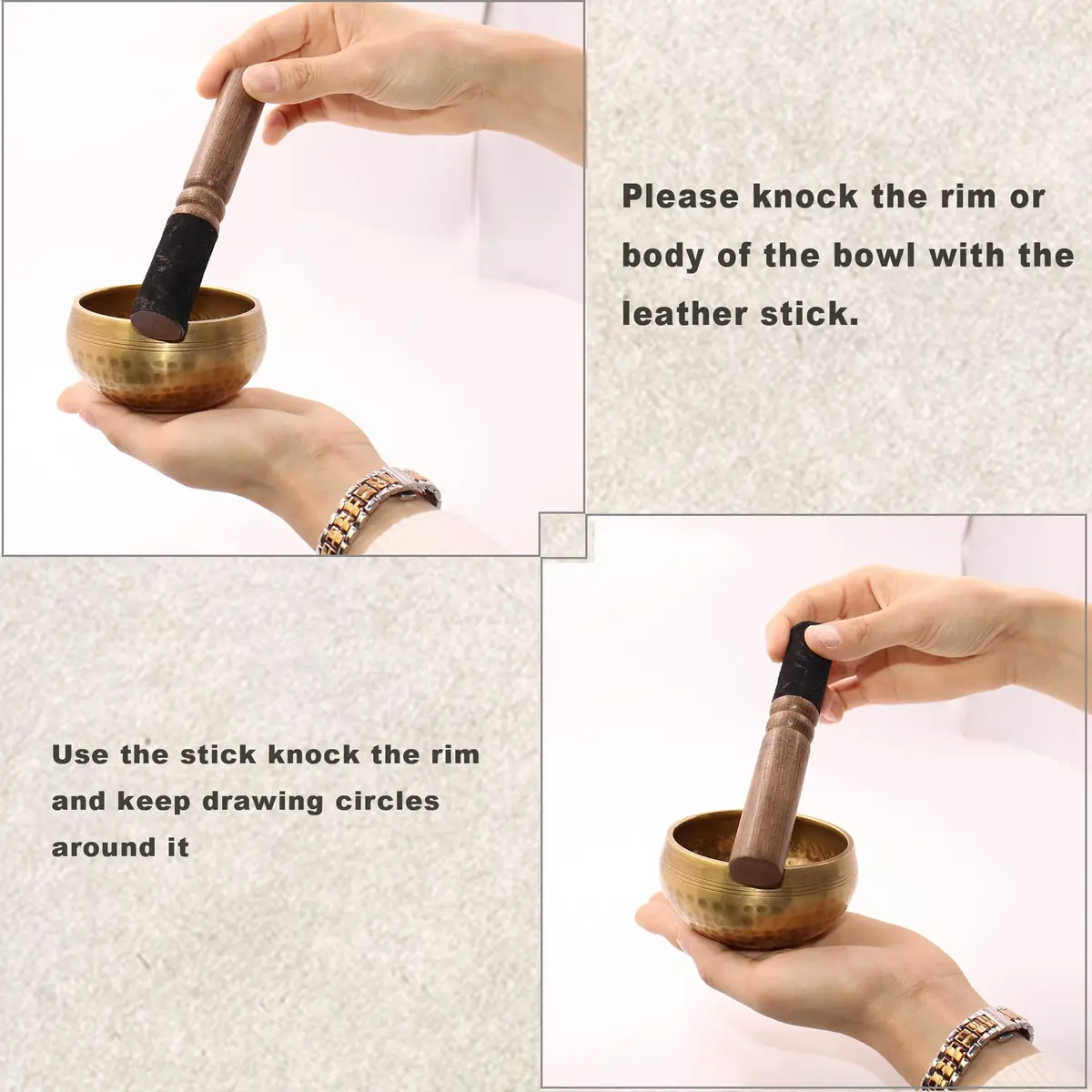 Lgooiin Tibetan Singing Bowls Set, 3.15 inch Handcrafted in Nepal | Chakra & Meditation Tool - view 4