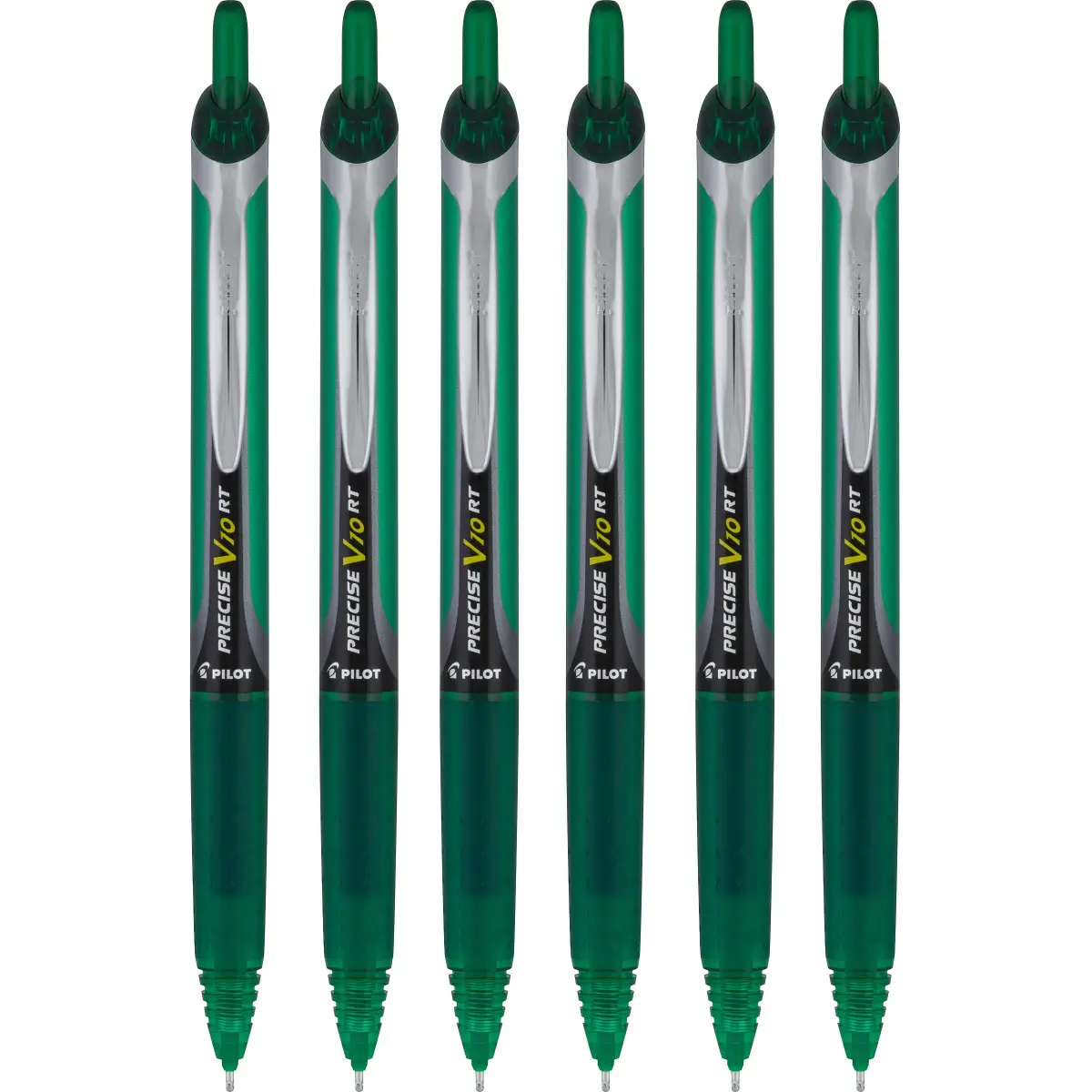 Pilot Precise V10 RT Retractable Rollerball Pens, Bold 1.0mm Green Ink, 6 Count | Smooth Ink Flow Writing Instrument - main product image