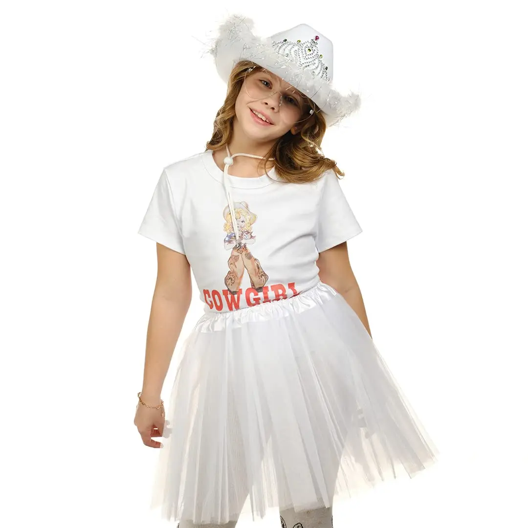 Funcredible White Cowboy Hat and Glasses | Preppy Cowgirl Costume Accessory for Women - view 6