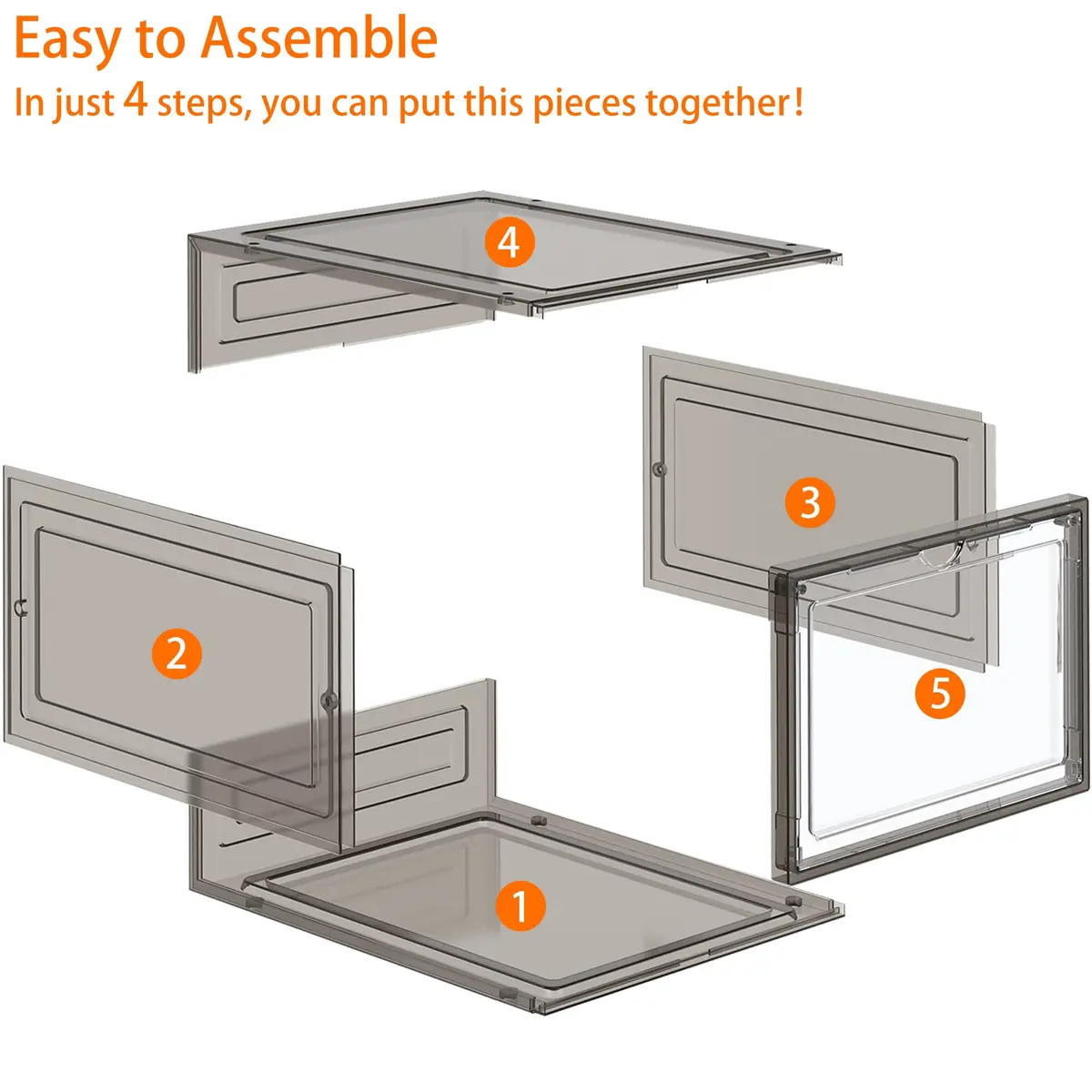 HOMIDEC Shoe Storage 6 Pack Clear Plastic Shoe Box | Foldable & Sturdy with Door Closure - view 6