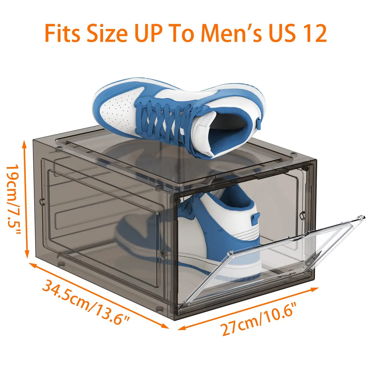 HOMIDEC Shoe Storage 6 Pack Clear Plastic Shoe Box | Foldable & Sturdy with Door Closure - view 3