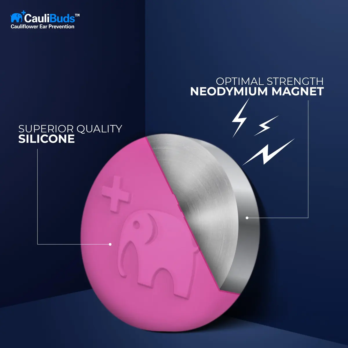 CauliBuds Cauliflower Ear Magnets, Silicone Compression Kit with Multiple Magnet Sizes for BJJ, Wrestling, MMA & Rugby, Use After Ear Draining (Pink) | Discreet, Non-Invasive Ear Recovery Solution - view 4