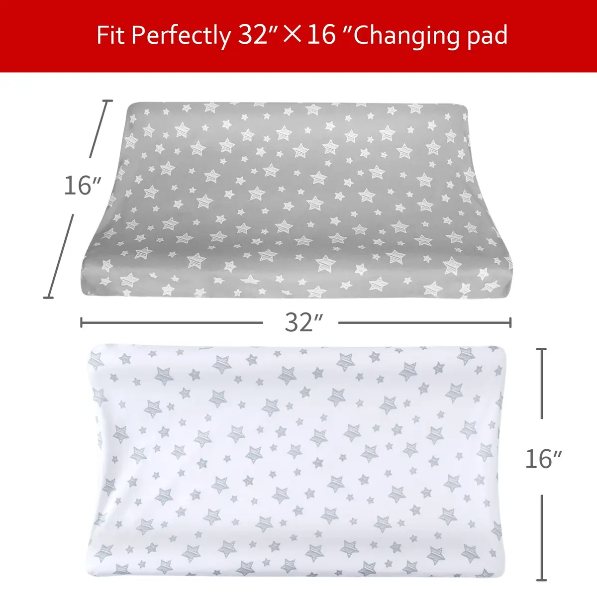 Moonsea Changing Pad Cover for Boys Girls | Soft Microfiber 32"x16" Unisex 2-Pack - view 5