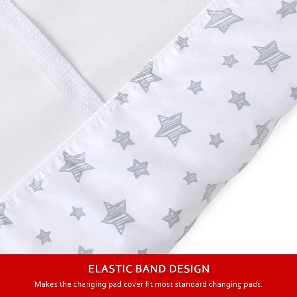 Moonsea White & Grey Organic Cotton Changing Pad Cover (32" x 16") - Soft, Breathable, Hypoallergenic - view 4