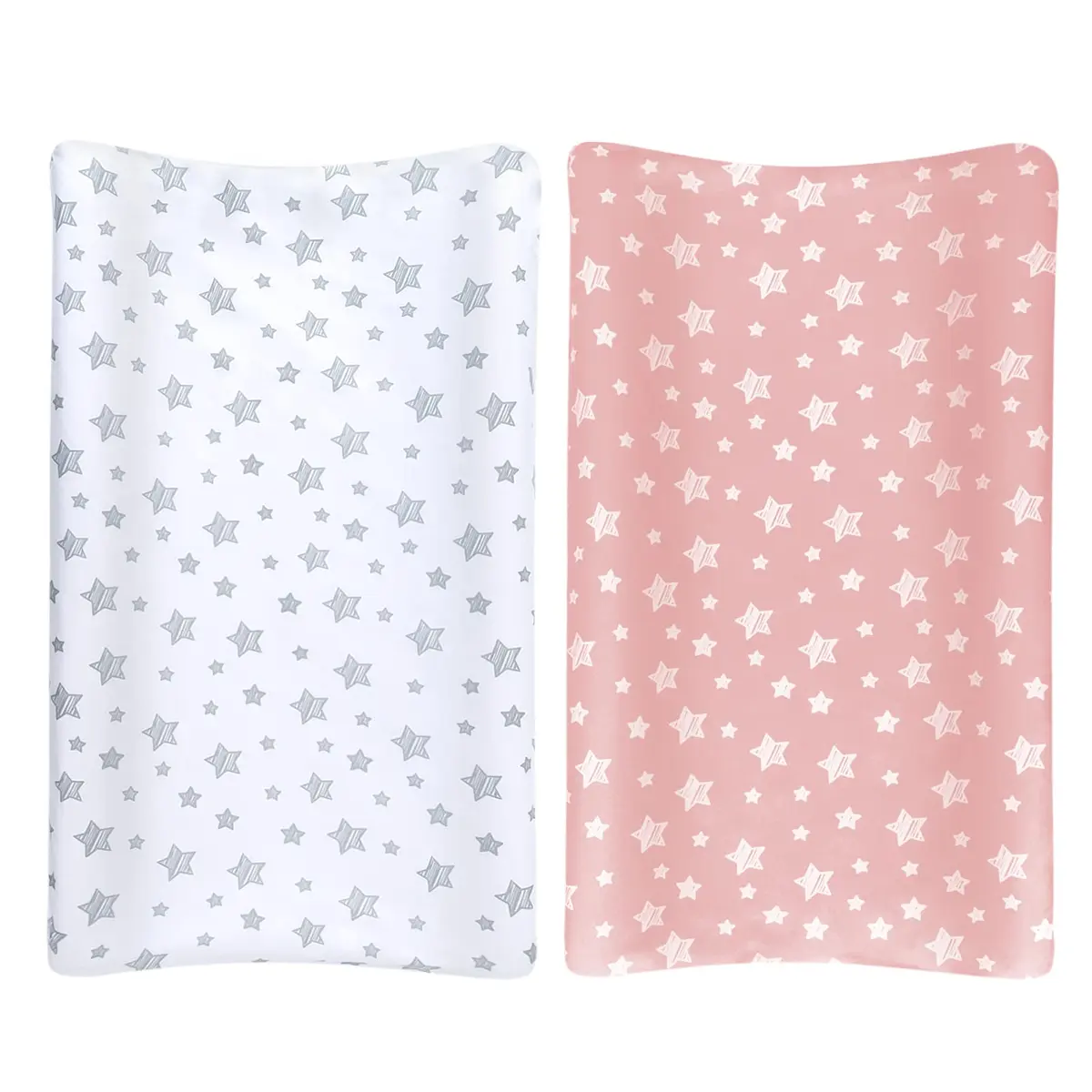 Moonsea Changing Pad Cover for Girls 2 Pack | Soft Microfiber, 32"x16" Fit, Pink & White - view 6