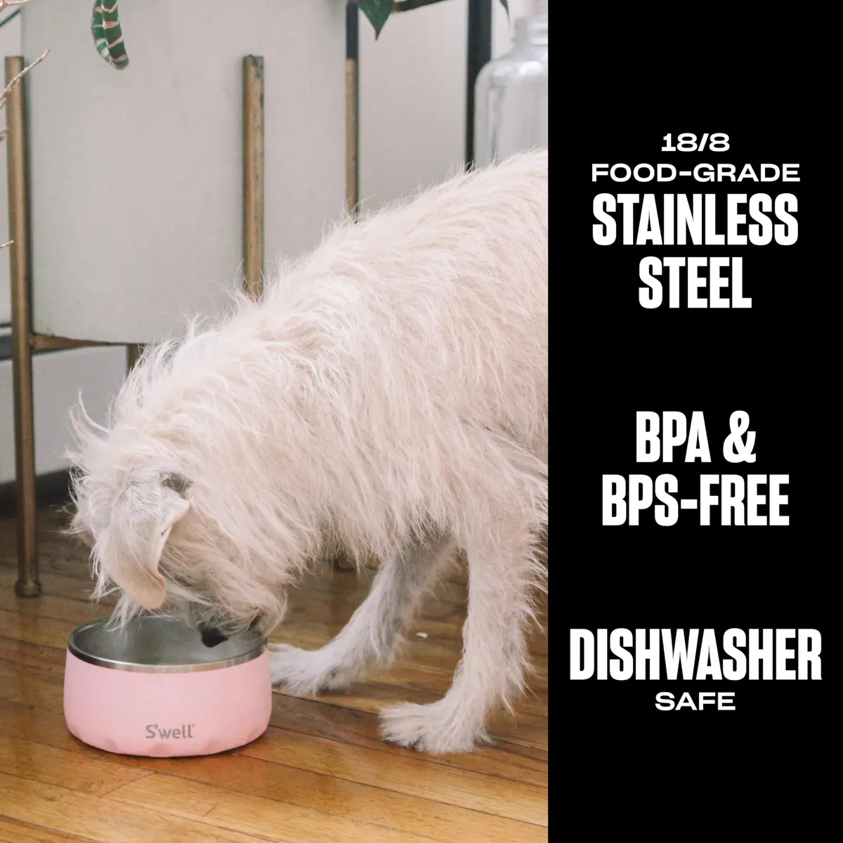 S'well Stainless Steel Pet Bowl 16oz (470ml) Pink Topaz | Non-Slip Base for Dogs - view 2
