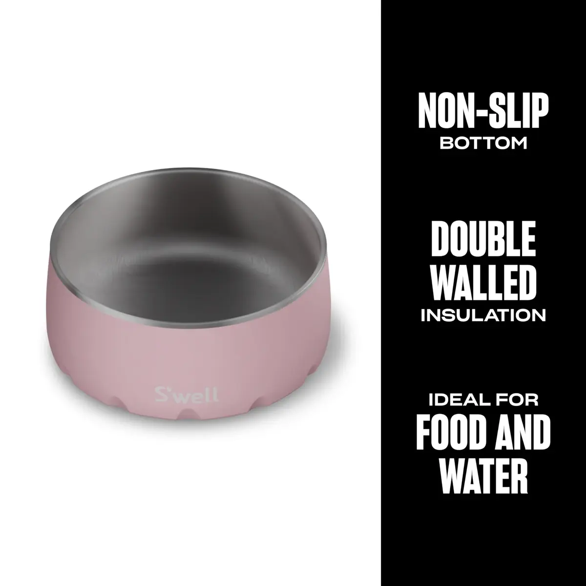 S'well Stainless Steel Pet Bowl 16oz (470ml) Pink Topaz | Non-Slip Base for Dogs - view 3