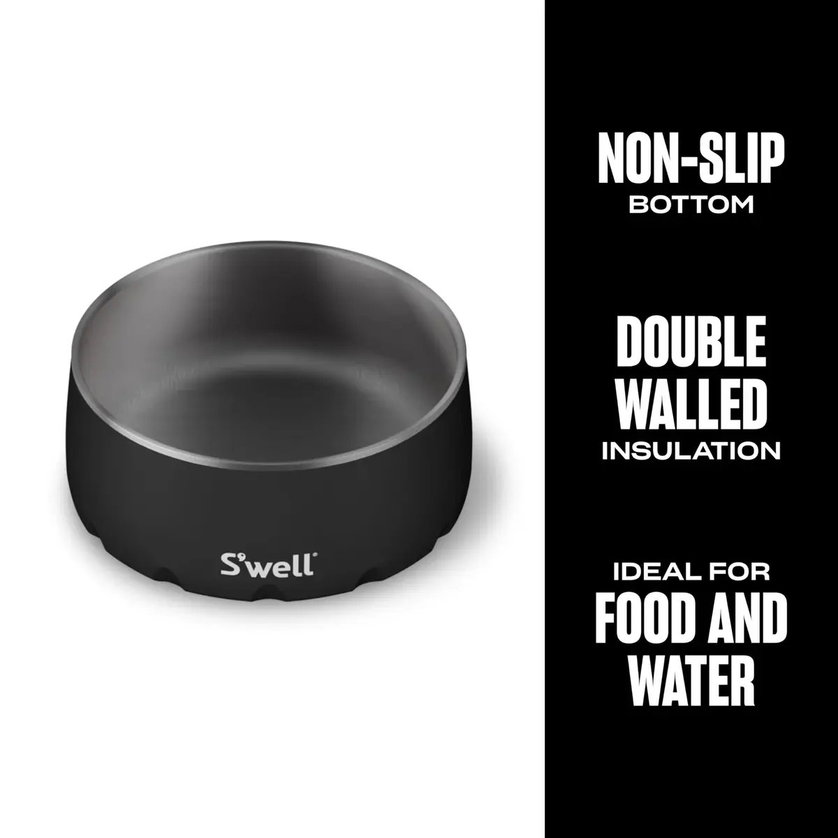 S'well Stainless Steel Pet Bowl 16oz (470ml) Onyx | Durable Non-Slip Dog Food & Water Dish - view 3