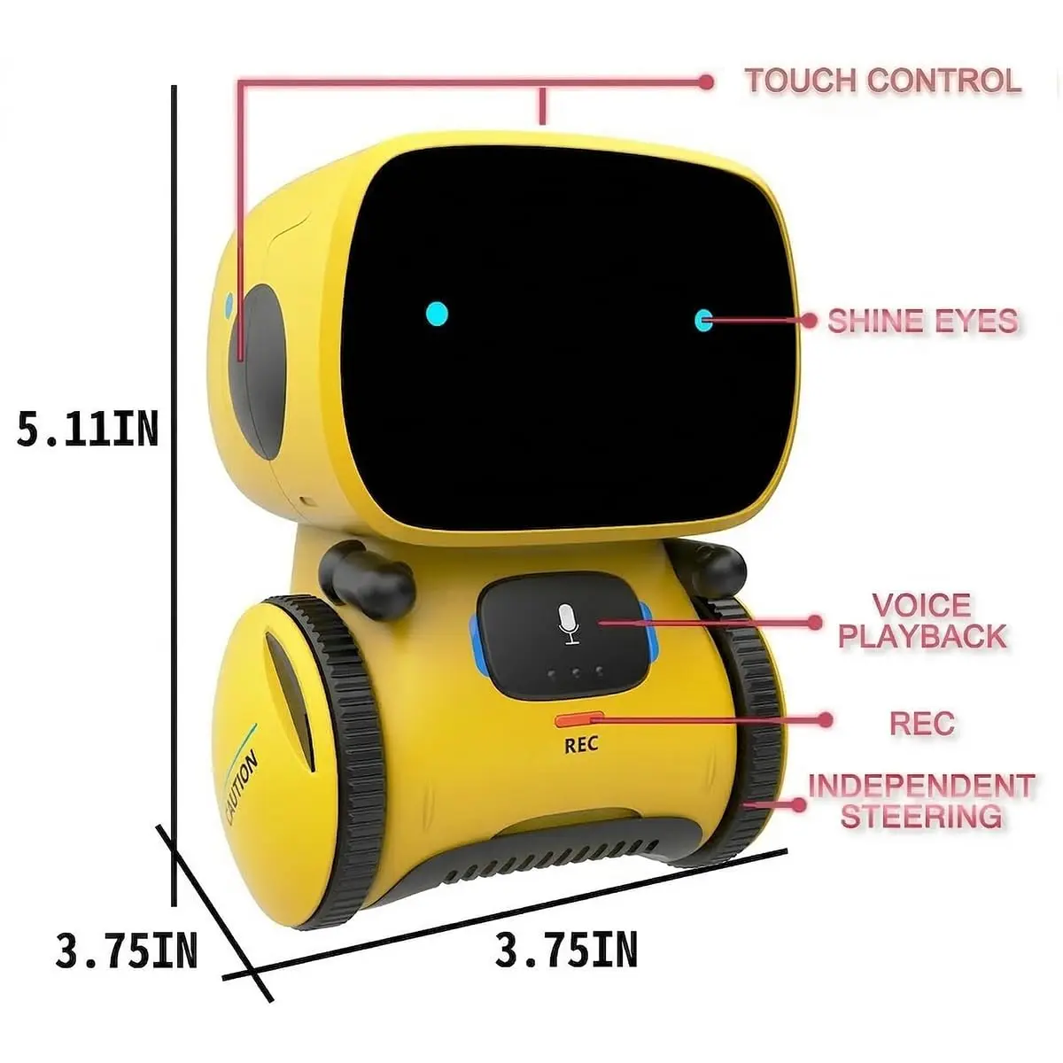 98K Kids Robot Toy for Girls and Boys | Touch & Voice Control, Compact & Safe (3.75 in x 3.75 in x 5.11 in) - view 5