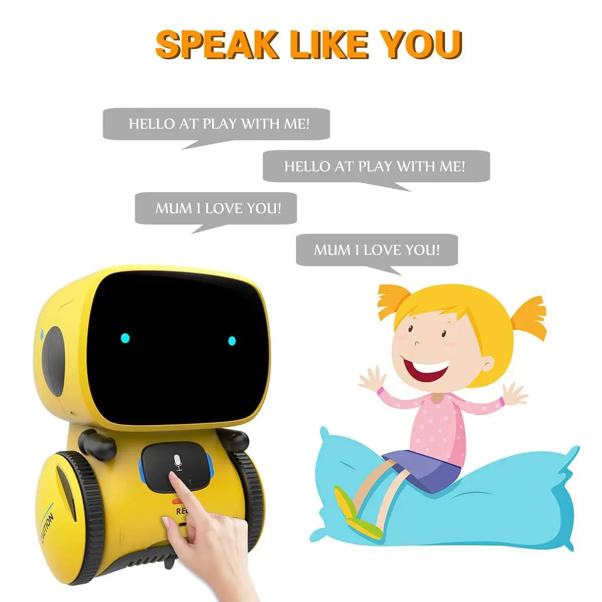 98K Kids Robot Toy for Girls and Boys | Touch & Voice Control, Compact & Safe (3.75 in x 3.75 in x 5.11 in) - view 4
