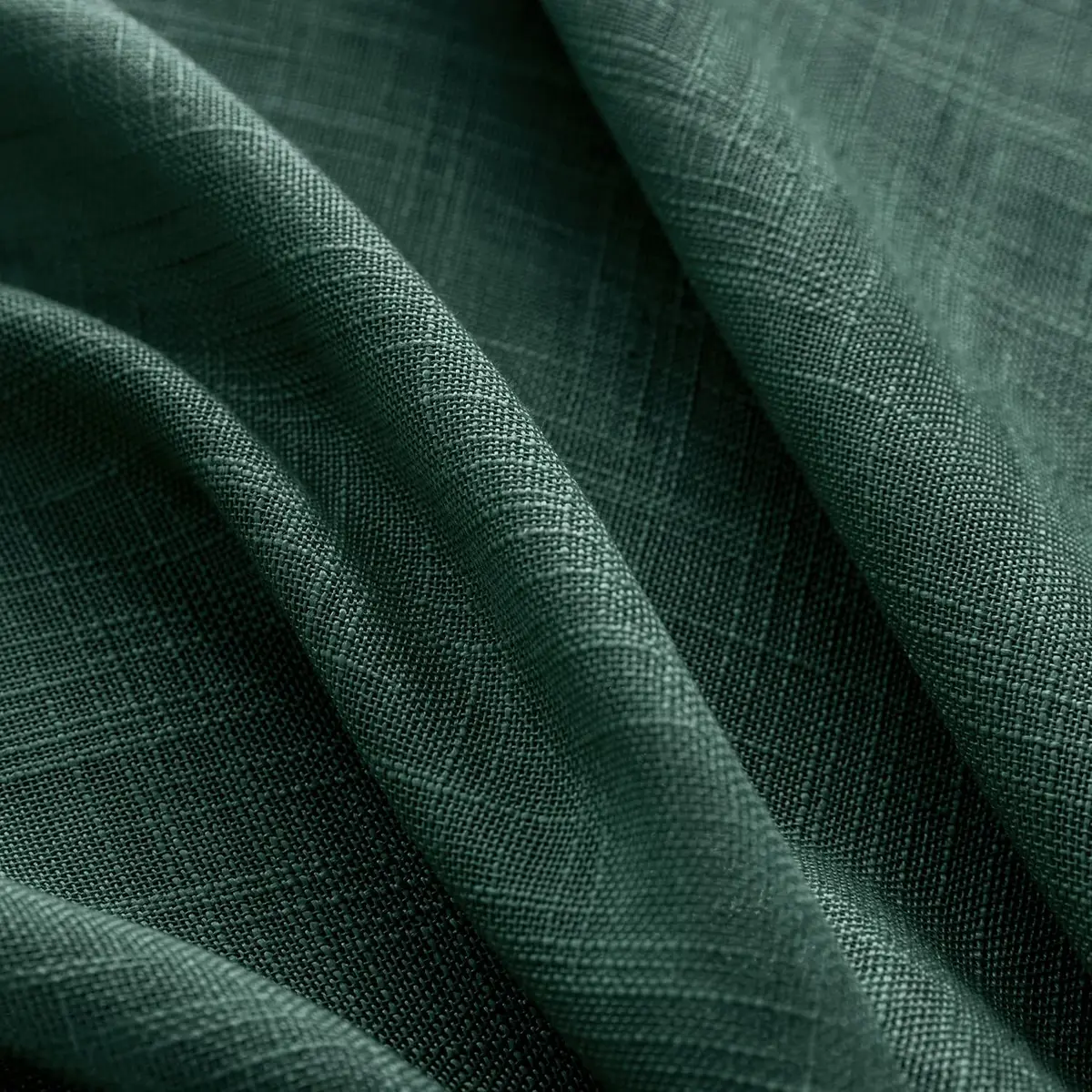 SHINELAND 48 Inch Short Linen Sheer Curtains for Windows | Modern Farmhouse Open Weave, Emerald Green - view 5