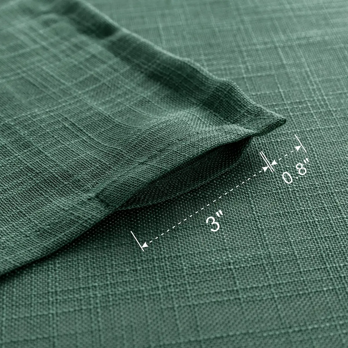 SHINELAND 48 Inch Short Linen Sheer Curtains for Windows | Modern Farmhouse Open Weave, Emerald Green - view 6