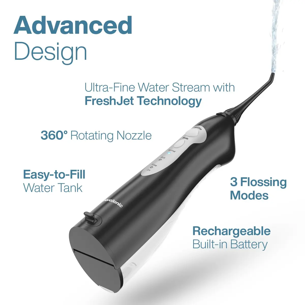 AquaSonic Aqua Flosser Cordless Rechargeable Water Flosser 500ml (16.9 Fl Oz) | Dentist Recommended for Deep Cleaning - view 6