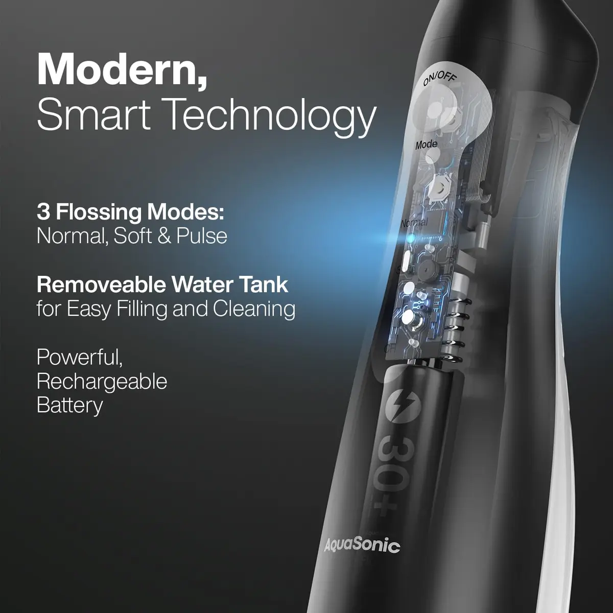 AquaSonic Aqua Flosser Cordless Rechargeable Water Flosser 500ml (16.9 Fl Oz) | Dentist Recommended for Deep Cleaning - view 4