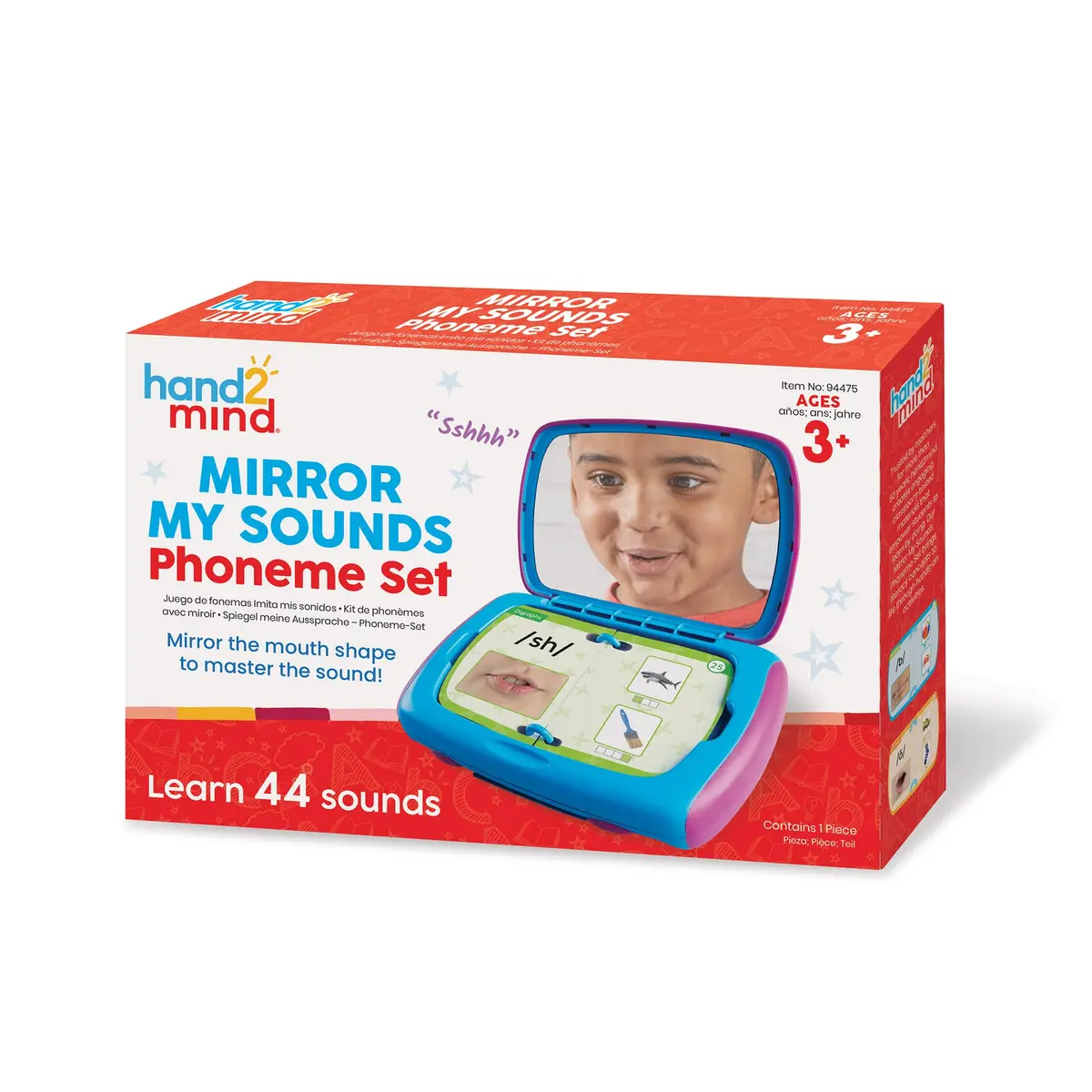 hand2mind Mirror My Sounds Phoneme Set, Letter Sounds Flash Cards, Toddler Speech Therapy Materials, Phonics for Kindergarten, Phonemic Awareness Manipulatives, Preschool Learning Activities | Supports early phonics & speech development - main product image
