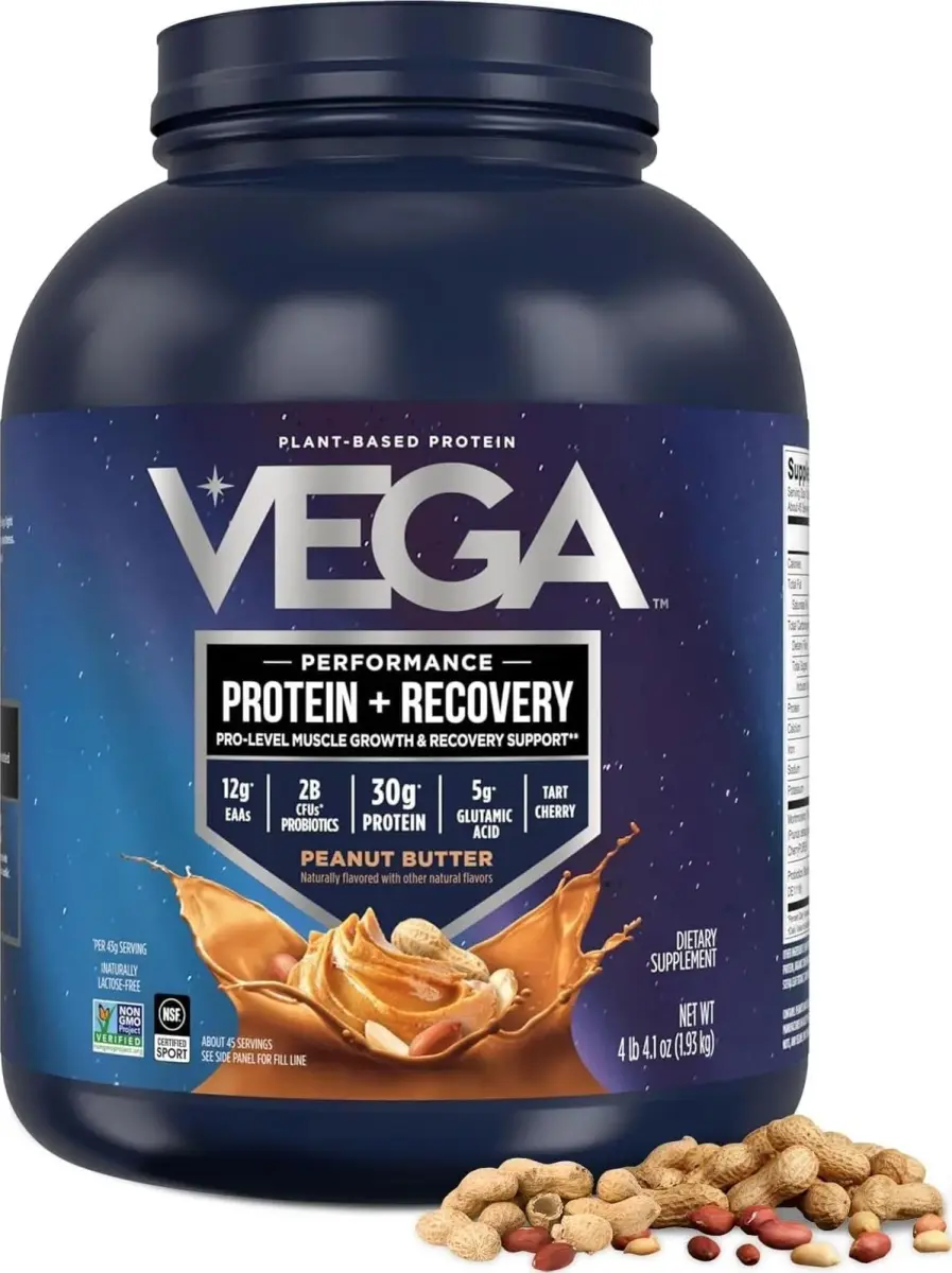 Vega Protein + Recovery Peanut Butter 67.2 oz | NSF Certified Vegan Protein Powder for Muscle Support - main product image