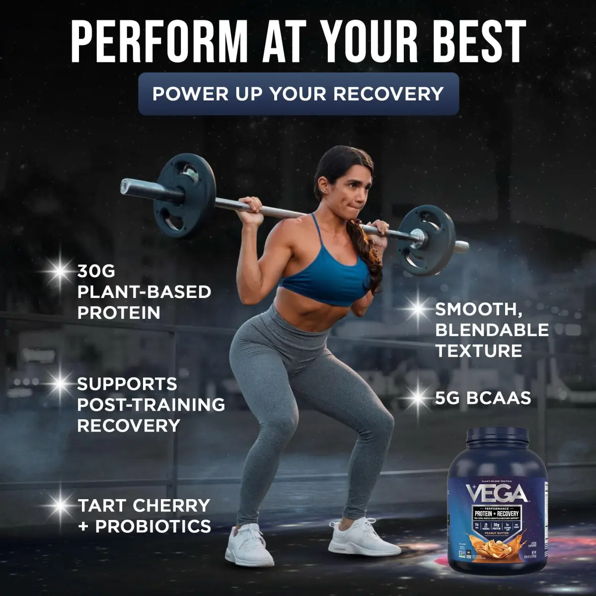 Vega Protein + Recovery Peanut Butter 67.2 oz | NSF Certified Vegan Protein Powder for Muscle Support - view 3