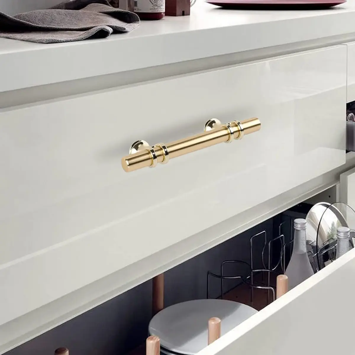 Leulan Gold Cabinet Pulls 96mm (3.75 Inch) | Solid Zinc & Aluminum Alloy Hardware - view 7
